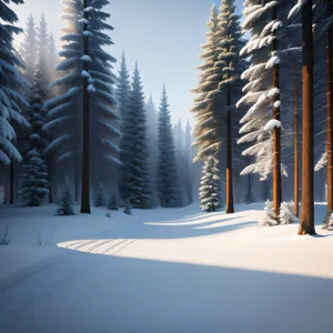 Winter Wonderland: Majestic Forest under snowy mountain