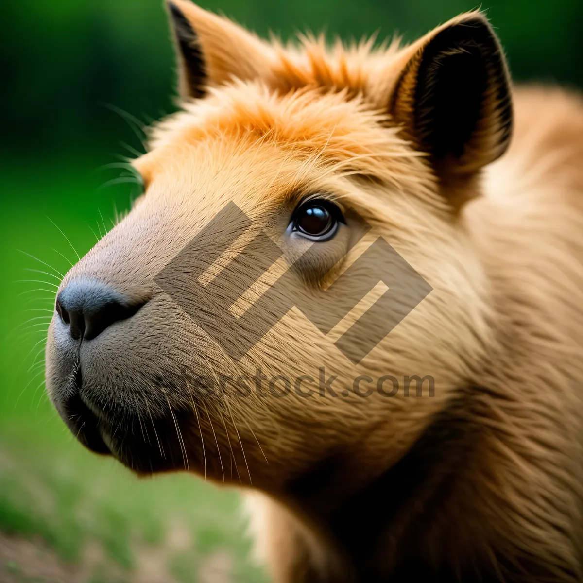 Picture of Brown Lion Cub Grazing in Wildlife Pasture