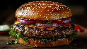 Fresh Grilled Cheeseburger with Lettuce and Tomato