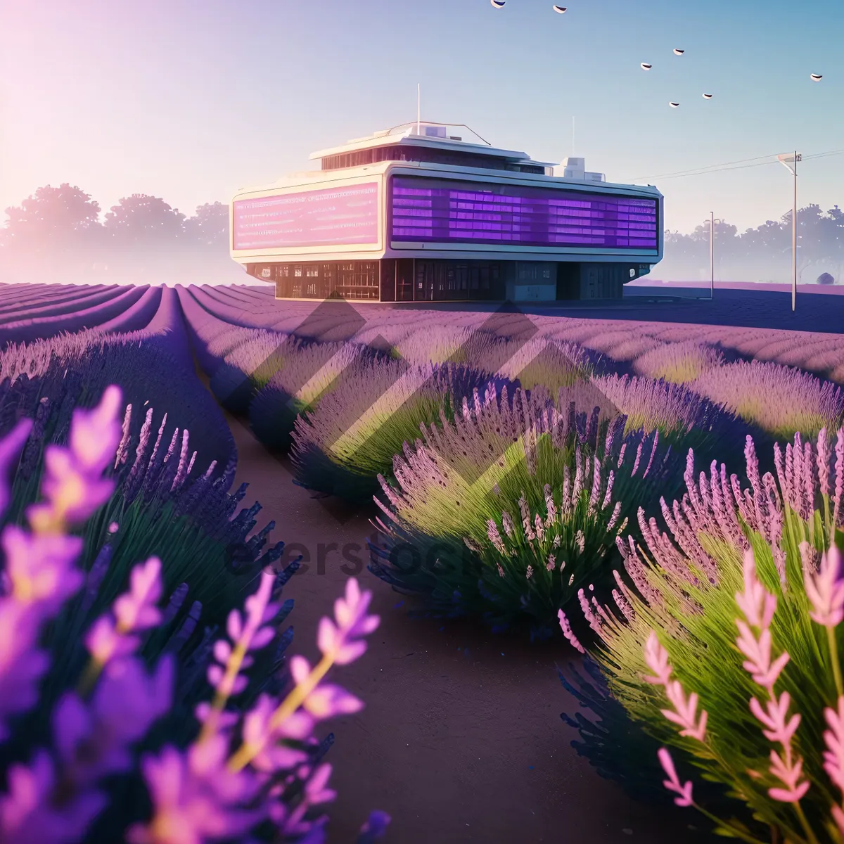 Picture of Vibrant Lavender Field Under Open Sky