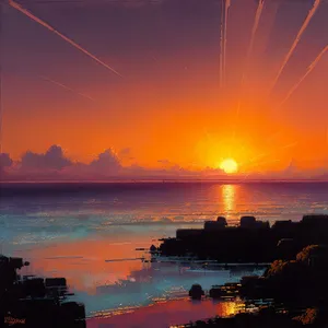 Tropical Sunset Over Ocean's Horizon