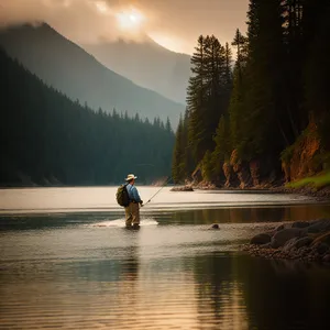 Serene Sunset Reflection on Lake's Tranquil Waters