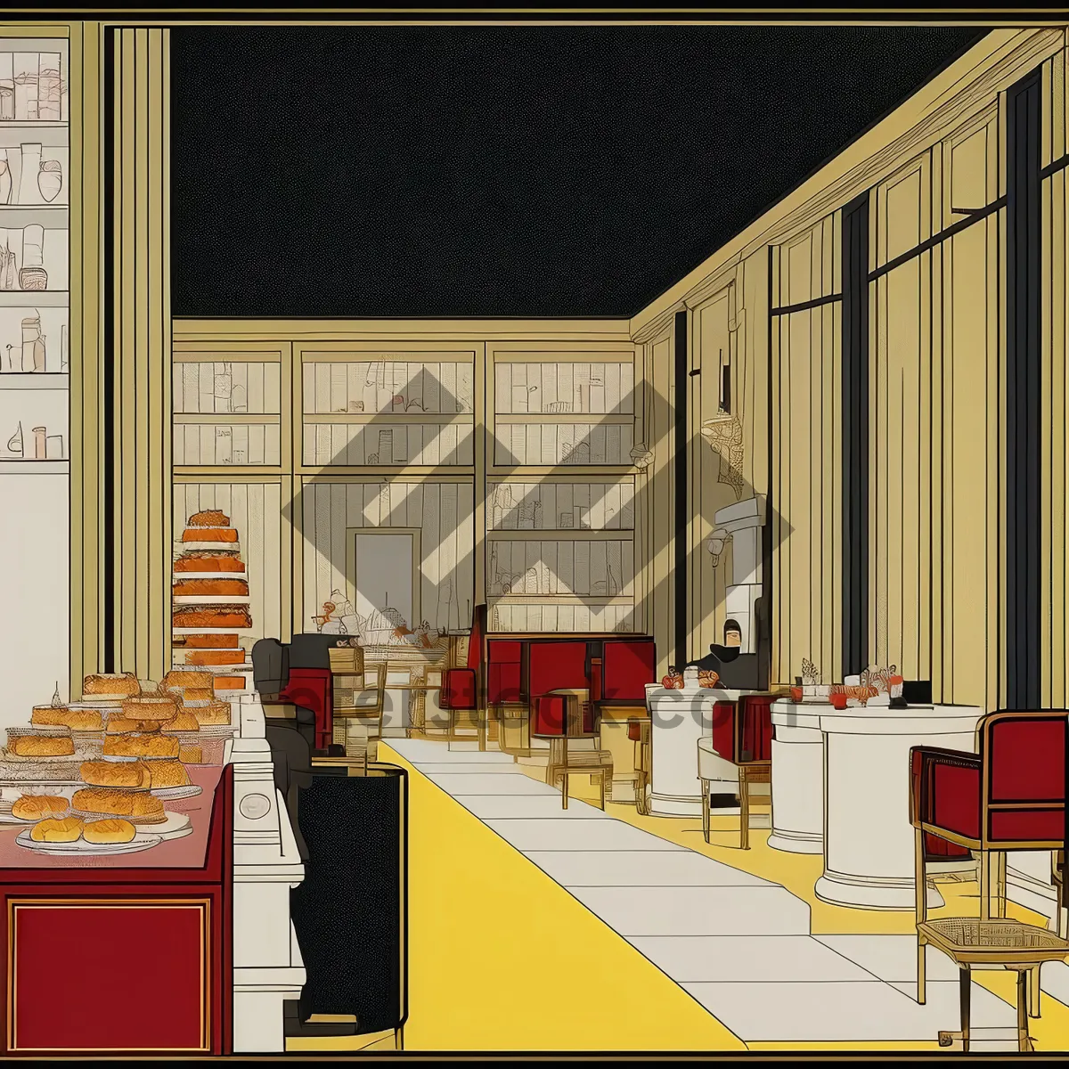 Picture of Modern Kitchen Interior with Luxury Furniture and Wood Flooring