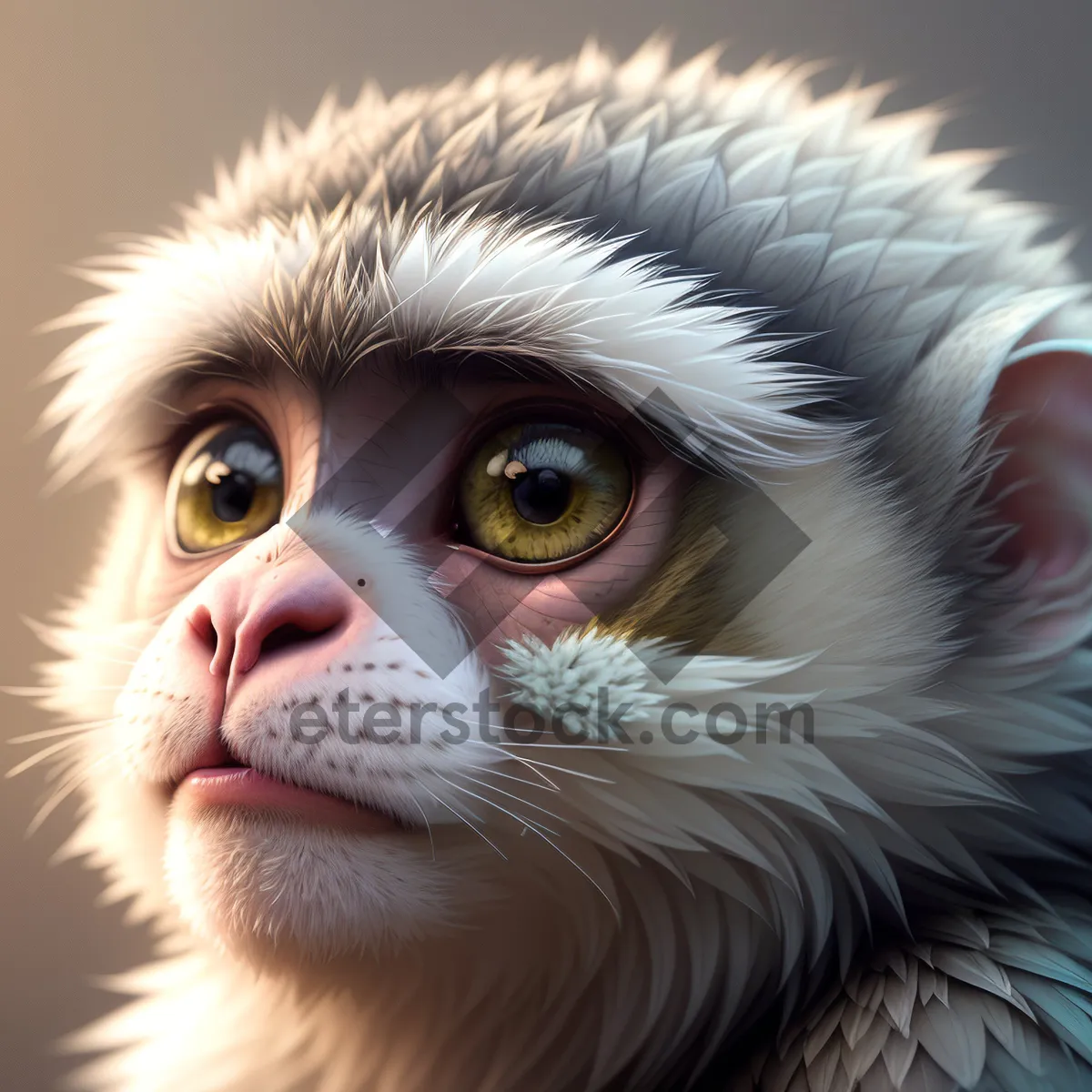 Picture of Gray-colored fluffy monkey