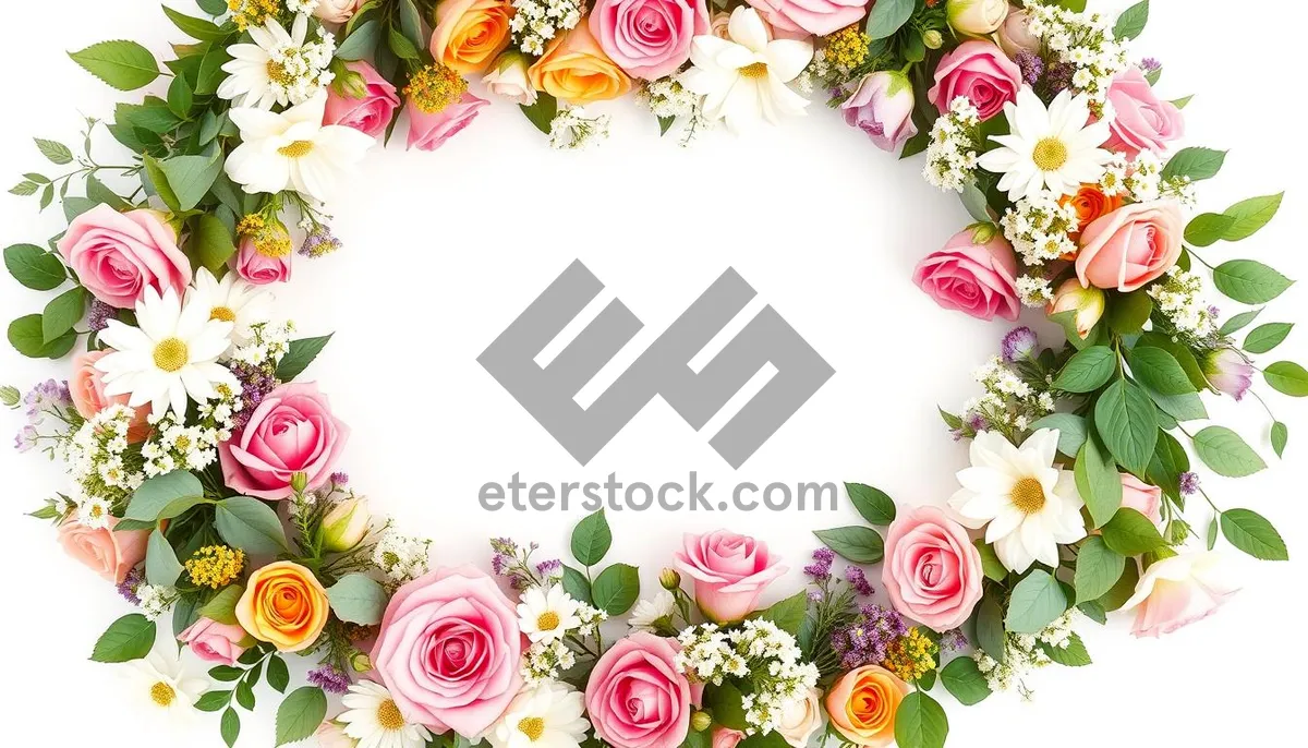 Picture of Floral Retro Frame Design with Spring Leaf Pattern