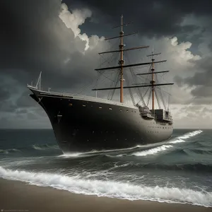 Majestic Nautical Vessel Sailing Across Ocean