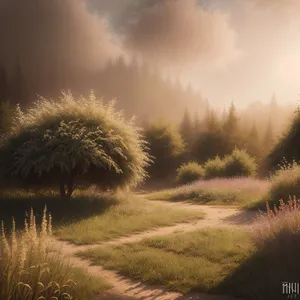 Golden Harvest: Countryside's Abundant Wheat Field under Summer Sky