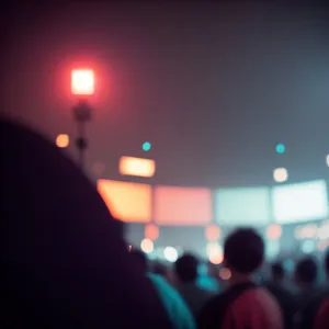 Vibrant LED lights illuminating patriotic crowd at the stadium