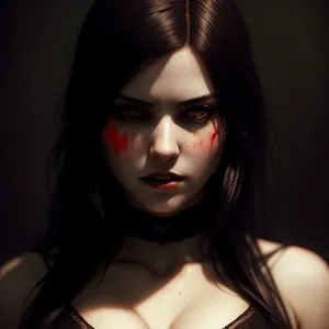 Girl with a seductive look and crimson lips