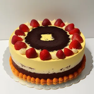 Delicious fruit and chocolate cake dessert