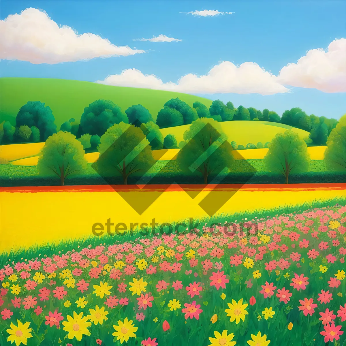 Picture of Vibrant Summer Sky with Lush Landscape