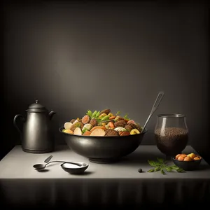 Black Candlelit Cooking: Wok, Pan, Food