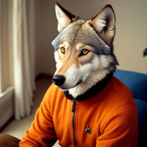 Fierce Canine with Piercing Eyes - Malamute Wolf Hybrid