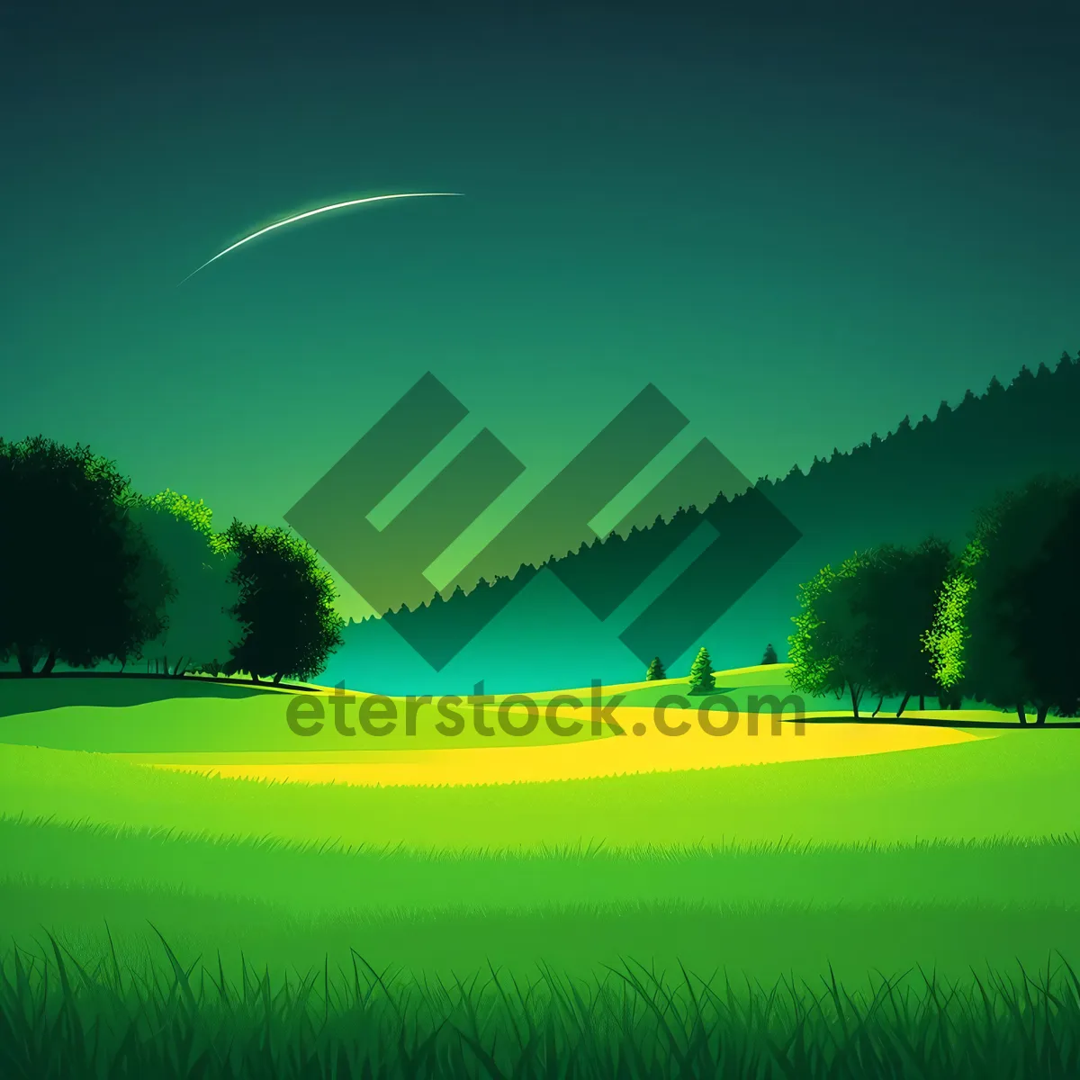 Picture of Serene Summer Meadow with Rolling Hills