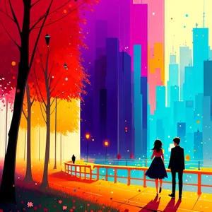 Vibrant Digital Art Wallpaper: Colorful Lighting Design
