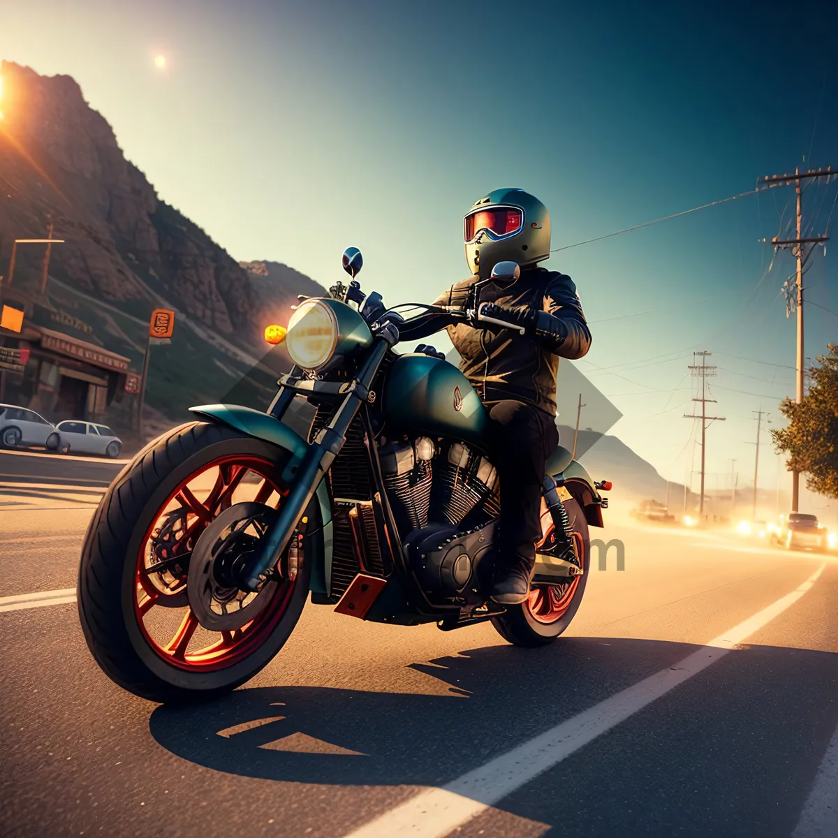 Picture of Speedy Biker in Action: Motorcycle Race