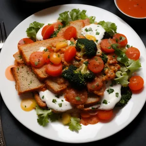Gourmet Chicken Salad with Fresh Vegetables and Nutritional Sauce