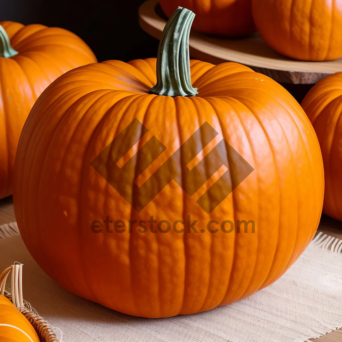 Picture of Festive Fall Harvest of Colorful Pumpkins