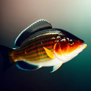 Golden Fin in Underwater Aquarium