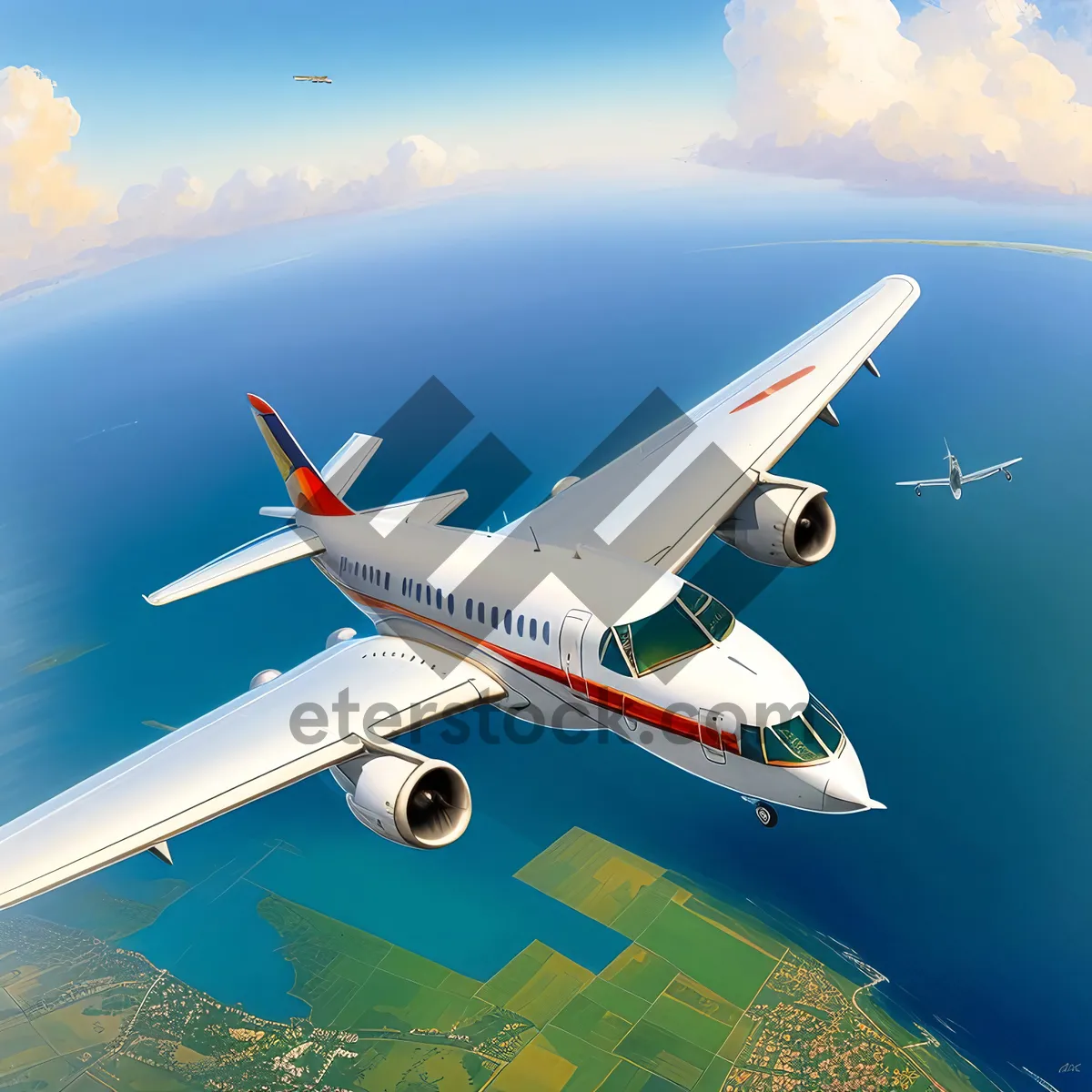 Picture of High-Flying Airliner Soaring Through Clear Skies