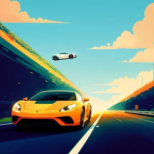 Fast Car on Asphalt Road - Speeding Transportation