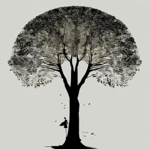 Vintage Floral Tree Silhouette