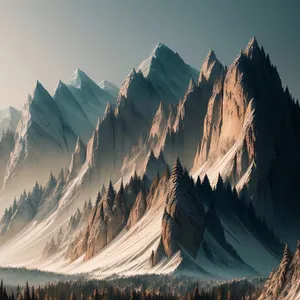 Breathtaking Snow-Capped Mountain Range Amidst Pristine Wilderness