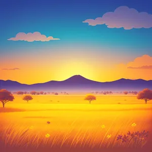 Golden Horizon: Serene Sunset Over Savanna Dunes