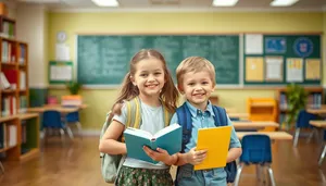 Cheerful Boy Smiling in Classroom with Family