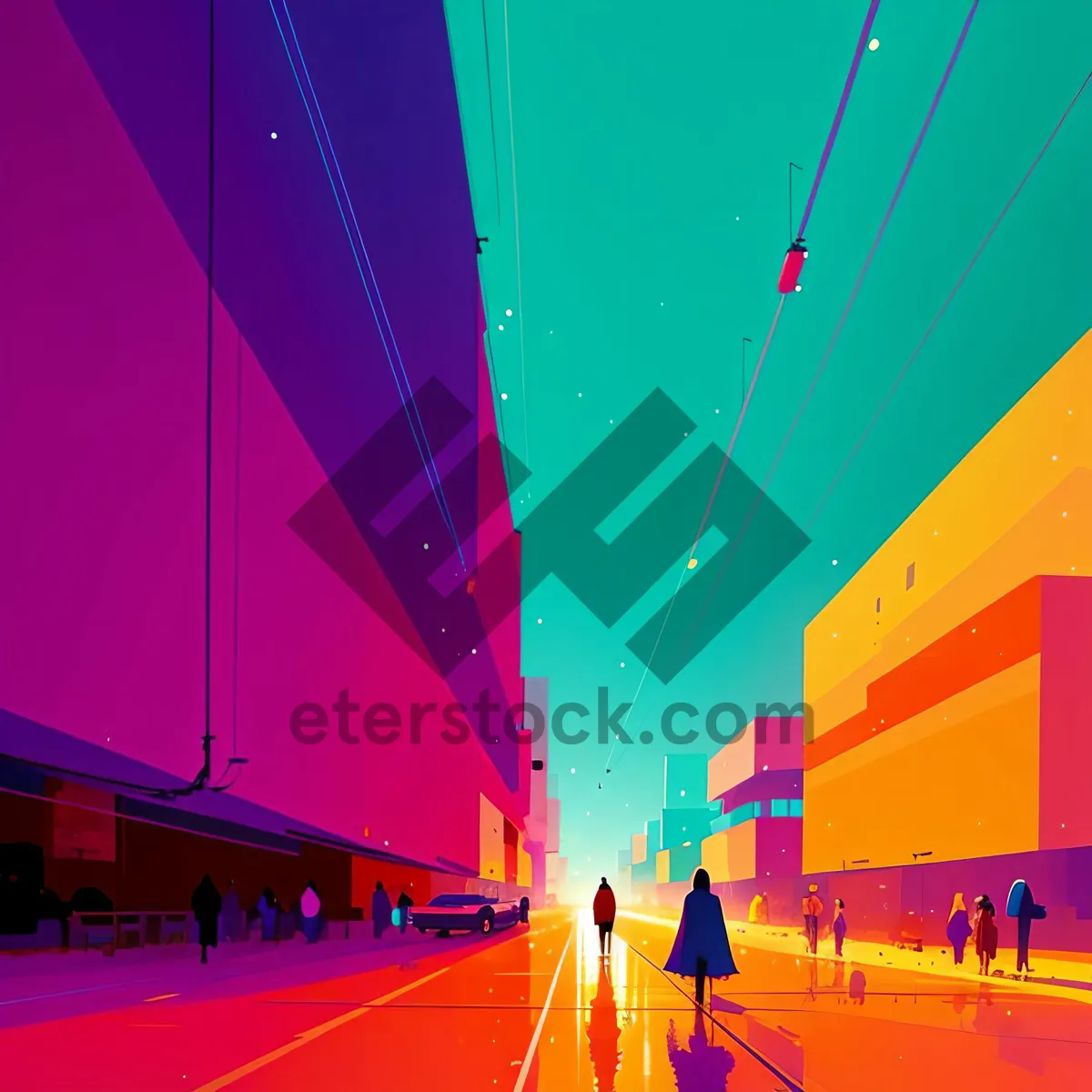 Picture of Futuristic Digital Art: Vibrant Colorful Canvas Tent Design