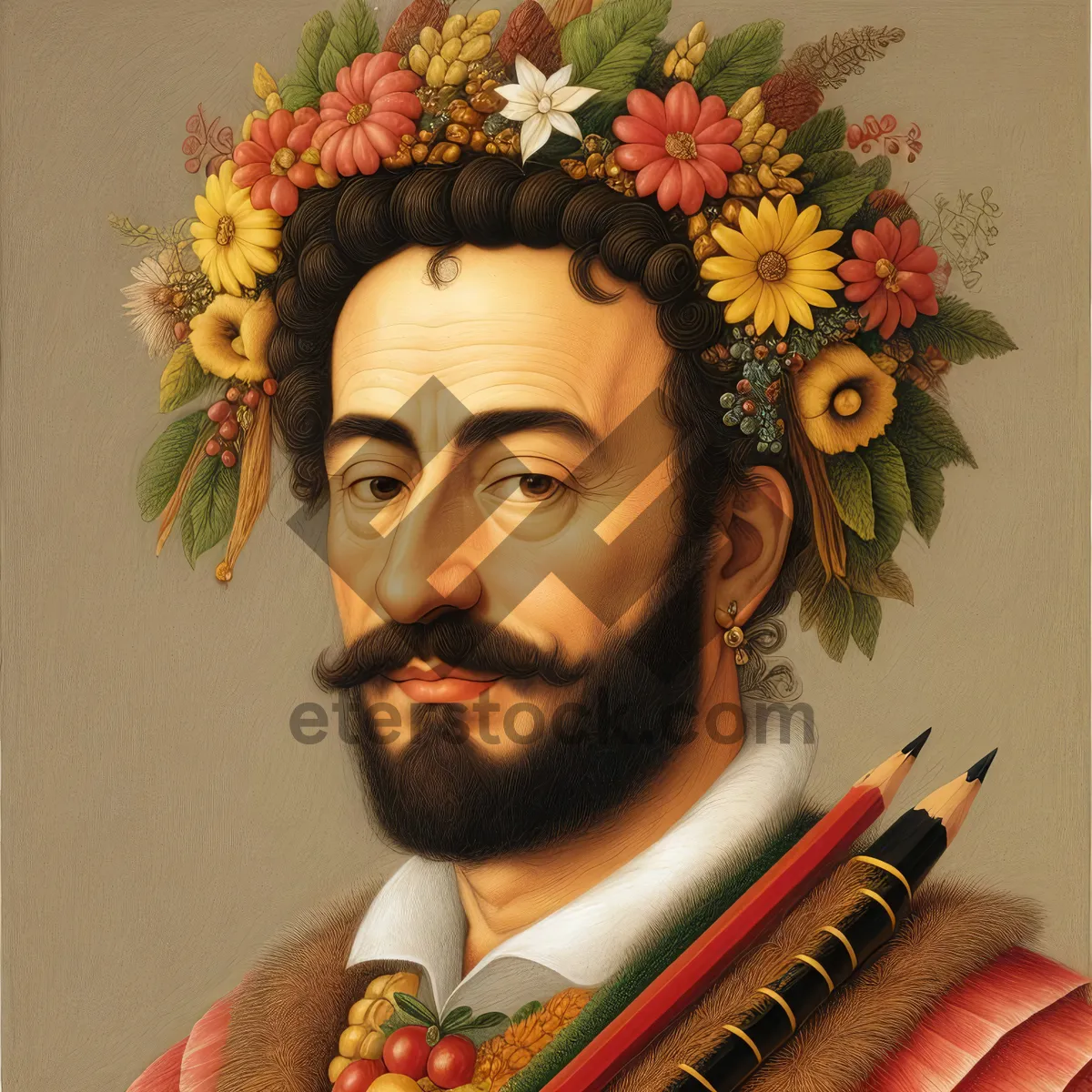 Picture of Attractive Comedian in Fashionable Carnival Mask