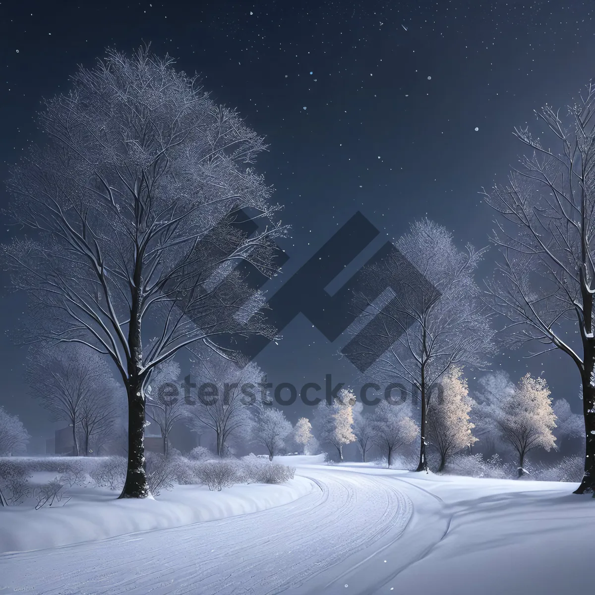 Picture of Winter Wonderland: Serene Frost-Covered Landscape Amidst Snowy Forest.