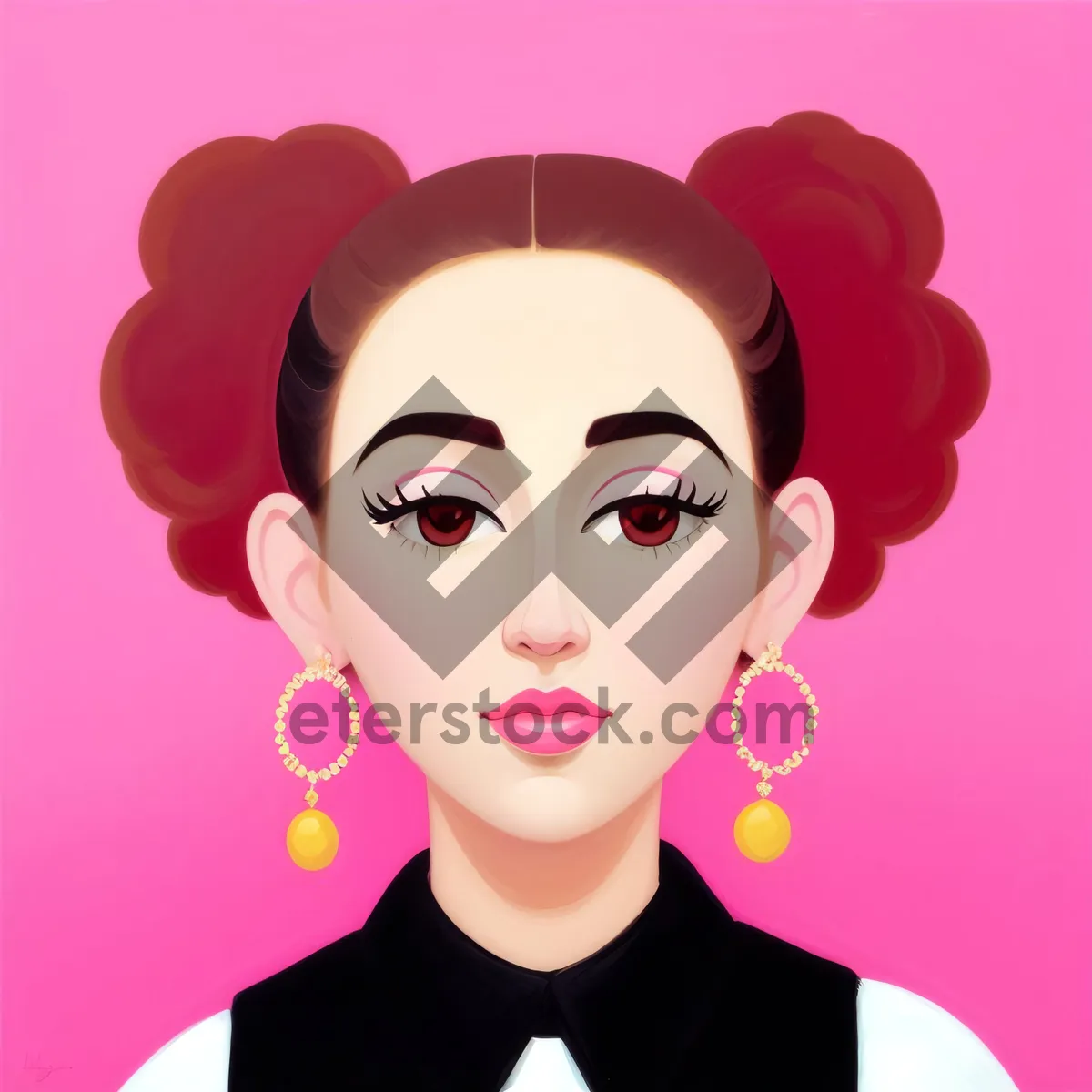 Picture of Fashionable Cartoon Model with Stylish Hair and Flawless Face