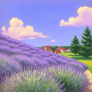 Lavender Field: Bursting with Colorful Flower Blooms