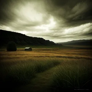 Golden Horizon: Majestic Sunset Over Mountain and Steppe