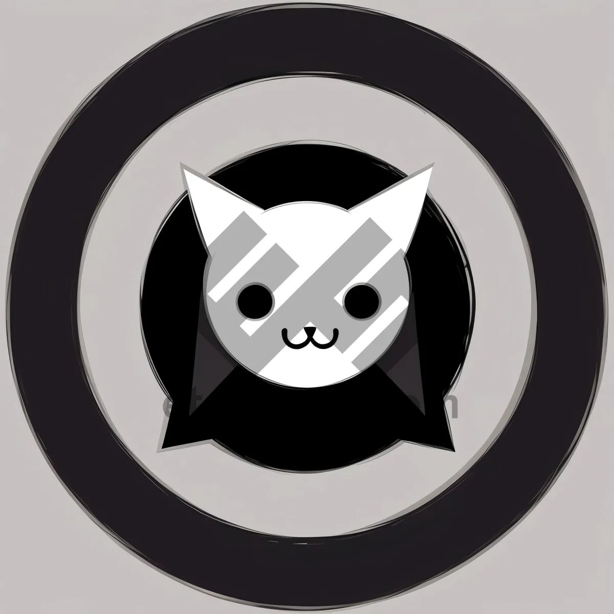 Picture of Black Hazard Button: Round Symbol for Web Design
