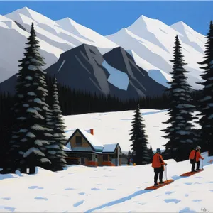 Frosty Alpine Ski Slope in Winter Wonderland