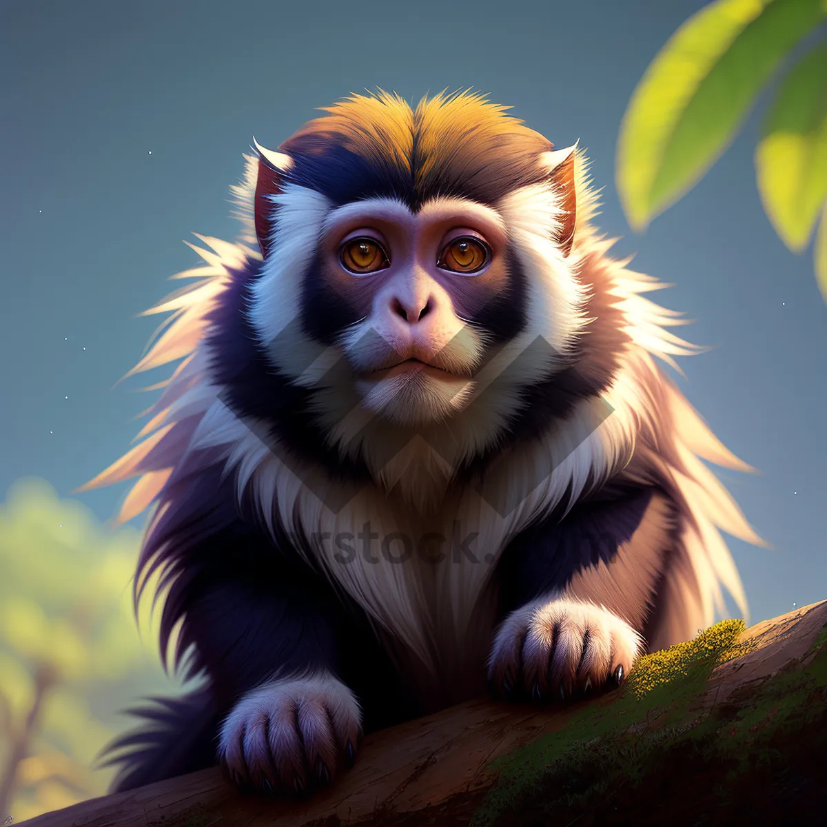 Picture of Cute Macaque Primate with Expressive Eyes