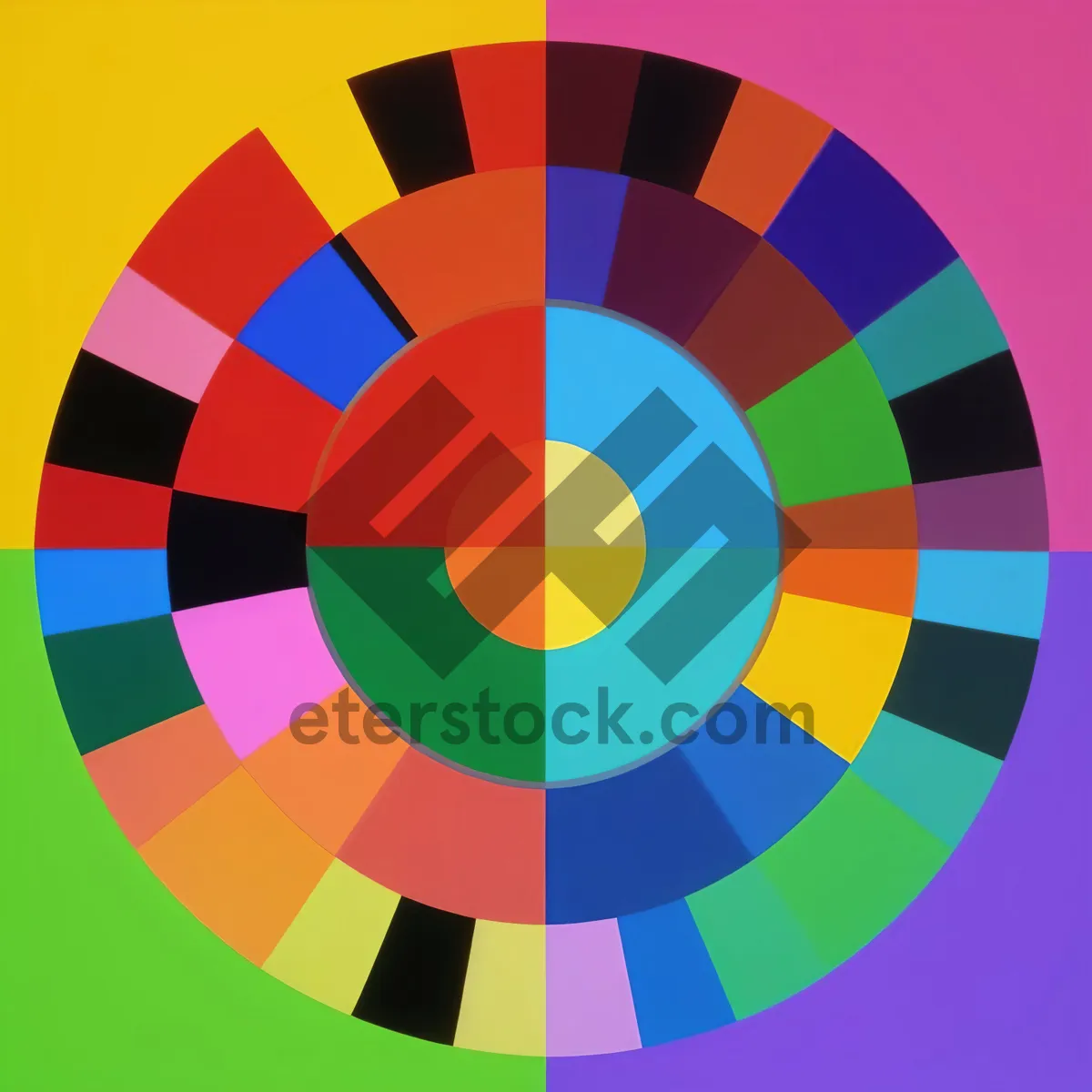 Picture of Colorful Mosaic Swatch: Vibrant Circle Graphic