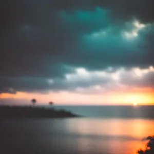 Serene Sunset Over Sea and Sky