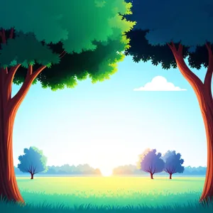 Radiant Rural Landscape Under Golden Sunset