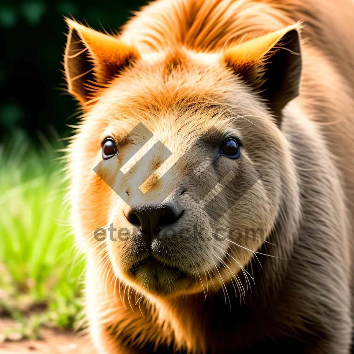 Picture of Wild Mane-hunter: Majestic Male Lion in South African Wilderness