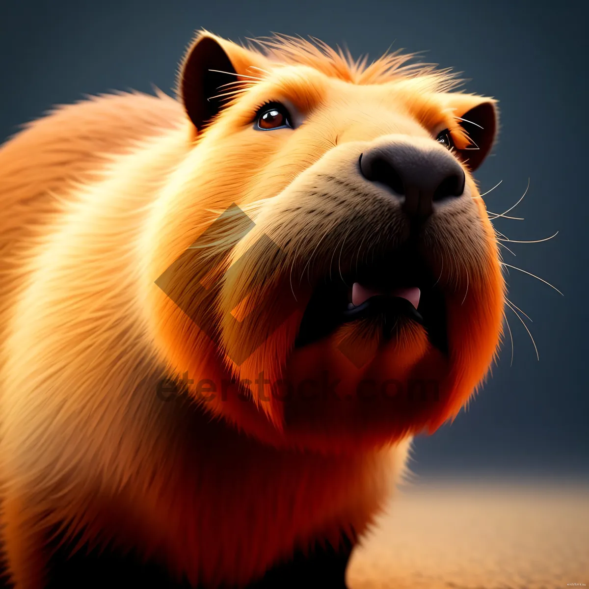 Picture of Furry Brown Guinea Pig with Cute Whiskers