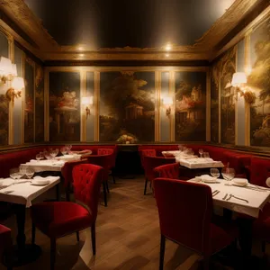 Modern restaurant interior design with luxury furniture and lighting.