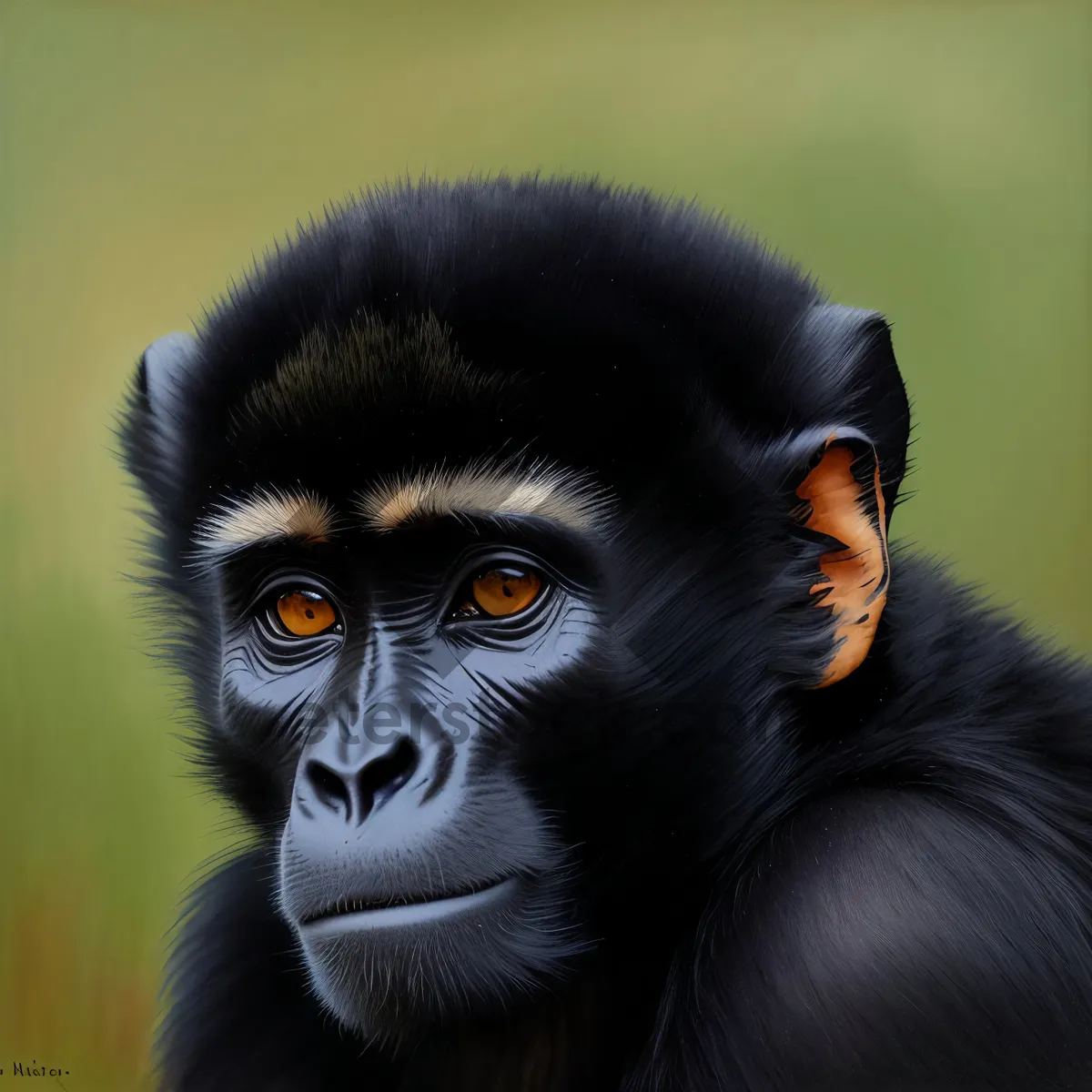 Picture of Wildlife Jungle: Endangered Primate in Black Fur