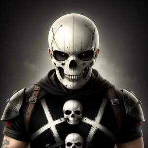 Frightening Skeleton Football Helmet - Spooky Conceptual Image