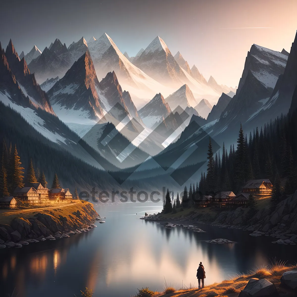 Picture of Snow-capped Mountain Reflection in Serene Wilderness