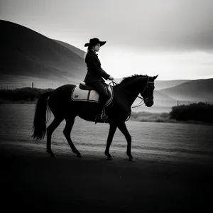 Serenity at Sunset: Majestic Horseback Ride on the Beach