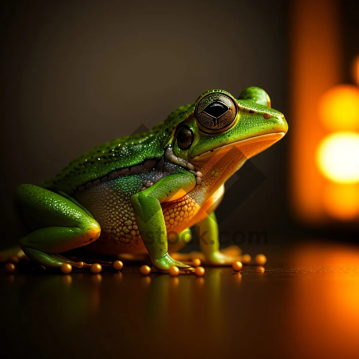 Picture of Vibrant-eyed Tree Frog on Leaf