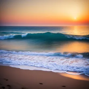 Sunset Reflection on Tranquil Beach